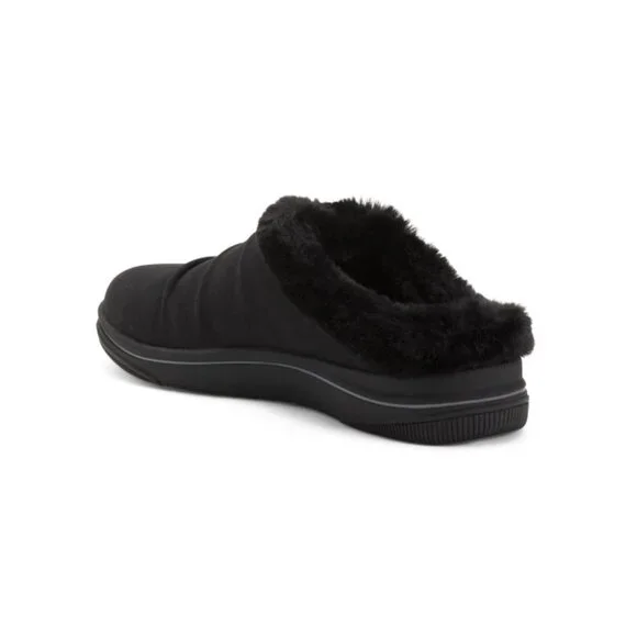CLARKS Black Breeze Willow Cozy Comfort Slide On Flats - Picture 2 of 2